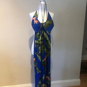 Blue Jumpsuit with leaf print